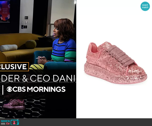 Alexander McQueen Oversize Glitter Sneaker worn by Gayle King on CBS Mornings