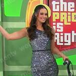 Alexis’s silver sequin one-shoulder dress on The Price is Right