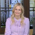 Ali Wentworth’s lavender tie neck blouse on Live with Kelly and Ryan