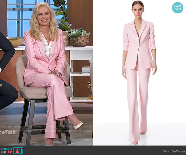 Alice + Olivia Breann Vegan Leather Fitted Blazer and Pants worn by Eileen Davidson on The Talk