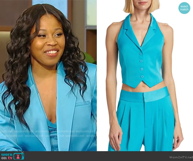 Alice + Olivia Donna Cropped Vest worn by Dominique Fishback on Tamron Hall Show