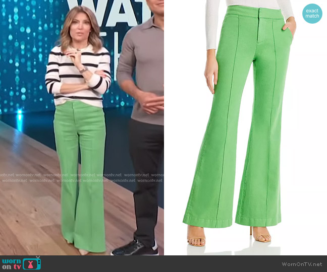 Alice + Olivia Livi Wide Leg Pants in Parrot worn by Kit Hoover on Access Hollywood