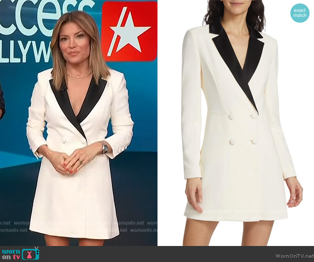 Alice + Olivia Kryie Tuxedo Dress worn by Kit Hoover on Access Hollywood