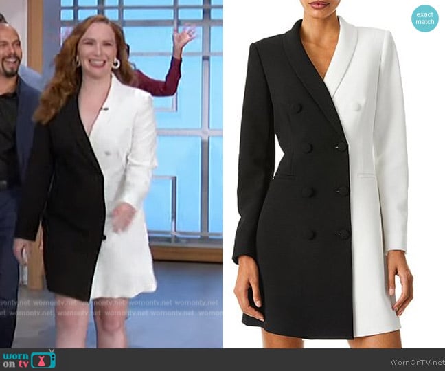 Alice + Olivia Kyrie Color Block Tuxedo Mini Dress worn by Camryn Grimes on The Talk