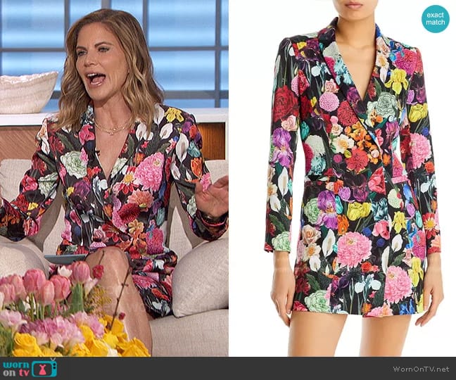 Alice + Olivia Latoya Blazer Dress in Botanical Garden worn by Natalie Morales on The Talk