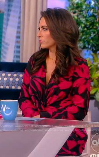 Alyssa’s black and red floral shirtdress on The View