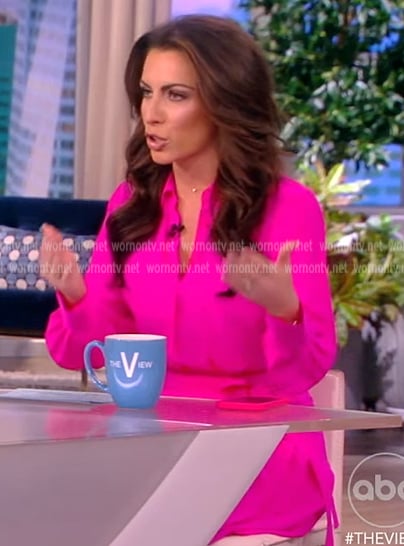 Alyssa’s pink tie waist shirtdress on The View