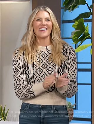 Amanda's geometric knit sweater on The Talk