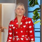 Amanda’s red heart print romper on The Talk