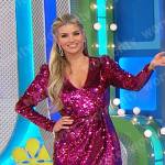Amber’s pink sequin wrap dress on The Price is Right