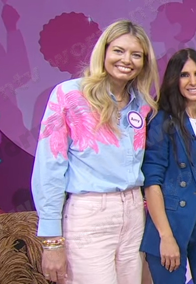Amy Fohr's blue and pink embroidered shirt on Good Morning America