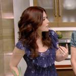 Amy Goodman’s navy printed ruffle dress on Live with Kelly and Ryan