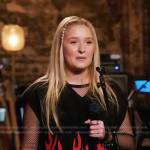 Ana Heichel’s black and red flame vest on The Voice