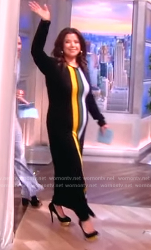 Ana’s black stripe front dress on The View