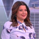 Ana’s blue floral twist neck dress on The View