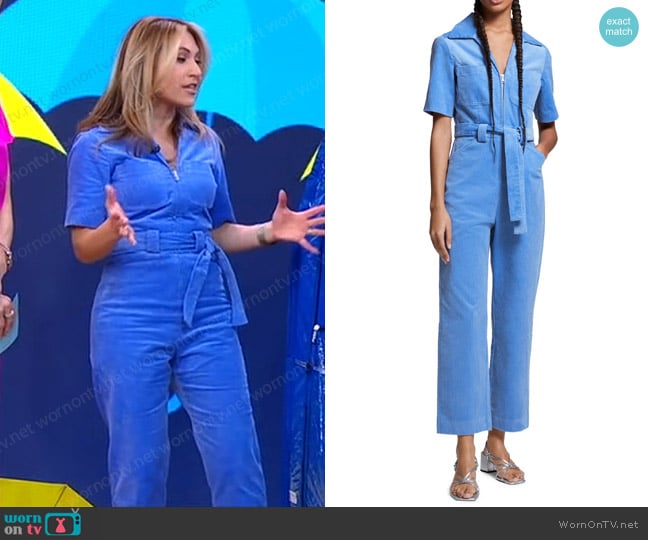 & Other Stories Belted Short Sleeve Corduroy Jumpsuit worn by Lori Bergamotto on Good Morning America