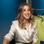 Andrea Lavinthal’s satin bow applique blouse on Access Hollywood