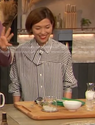 Anita Tran’s mixed stripe shirt on The Drew Barrymore Show