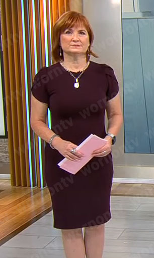 Anna Werner’s burgundy sheath dress on CBS Mornings