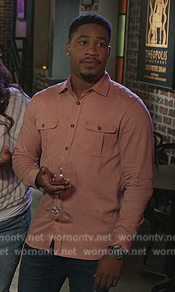 Anthony's pink shirt on Grand Crew