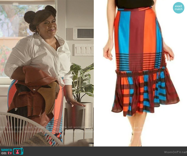 Anthropologie Striped Skirt worn by Nicky (Nicole Byer) on Grand Crew