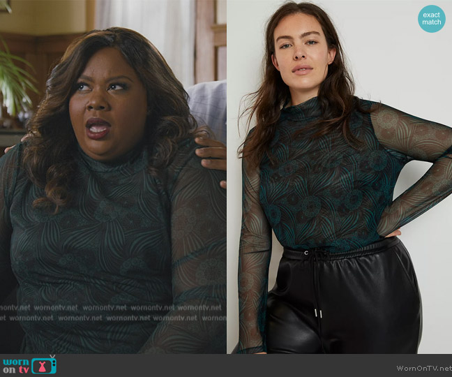 Anthropologie Gauzy Turtleneck worn by Nicky (Nicole Byer) on Grand Crew