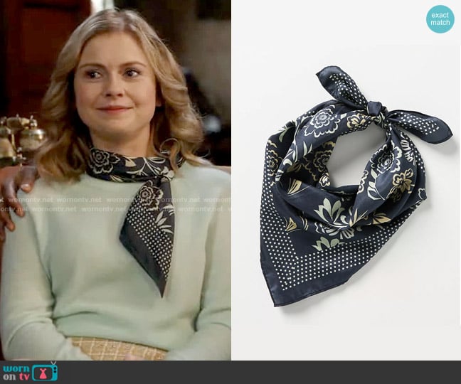 Maeve at Anthropologie Floral Silk Scarf worn by Sam (Rose McIver) on Ghosts