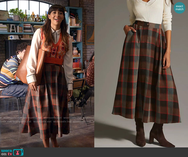 Mare Mare at Anthropologie Full Plaid Skirt worn by Sam (Hannah Simone) on Not Dead Yet