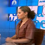 Antonia’s brown twist front leather top on NBC News Daily