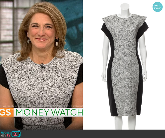 Antonio Berardi Patterned Midi Dress worn by Jill Schlesinger on CBS Mornings