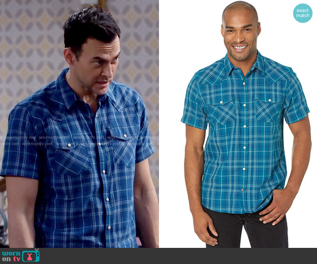 Ariat Holt Shirt in Sylvan Teal worn by Max (Cheyenne Jackson) on Call Me Kat