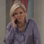 Ava’s purple satin shirt and chunky chain necklace on General Hospital