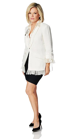 Ava’s white lace trim blazer on General Hospital