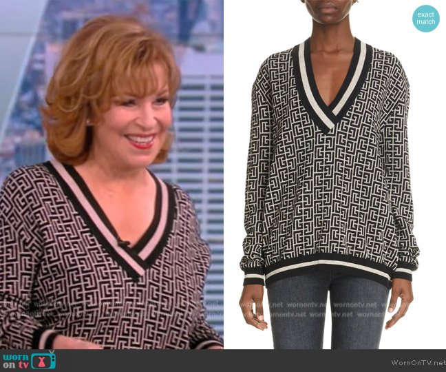 Balmain Monogram Jacquard Merino Wool Blend Sweater worn by Joy Behar on The View