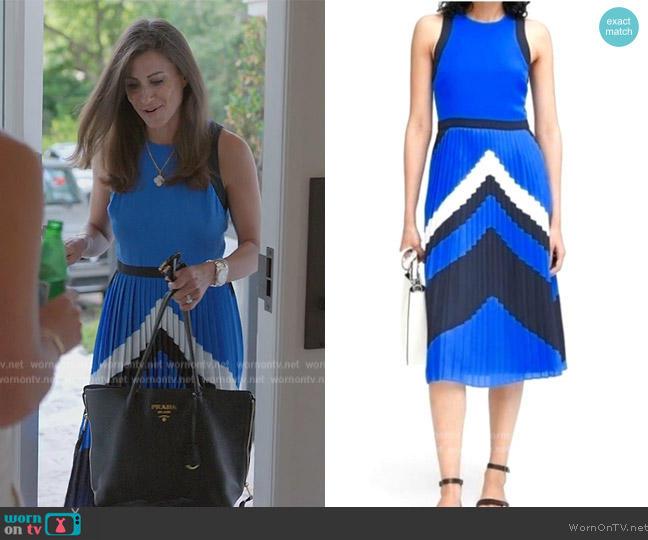 WornOnTV: Lisa's blue chevron pleated midi dress on The Real Housewives of  Miami