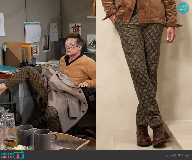 Banana Republic Heritage Signature Corduroy Pant in Diamond worn by Leo Stark (Greg Rikaart) on Days of our Lives