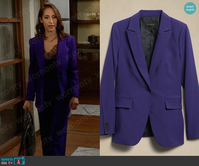 Banana Republic Sculpted Blazer worn by Lily Winters (Christel Khalil) on The Young and the Restless