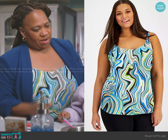 Bar III Swirl-Print Camisole Top worn by Miranda Bailey (Chandra Wilson) on Greys Anatomy