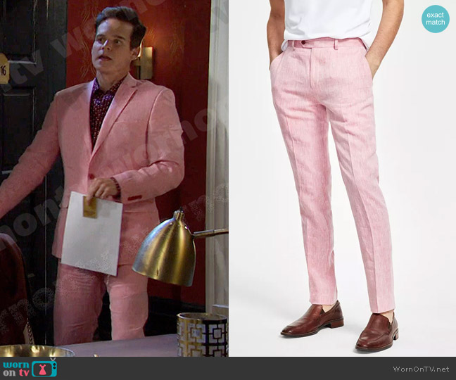 Bar III Slim-Fit Textured Linen Suit Separate Pant worn by Leo Stark (Greg Rikaart) on Days of our Lives