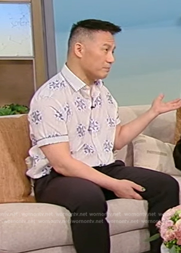 BD Wong’s white floral print shirt on Tamron Hall Show