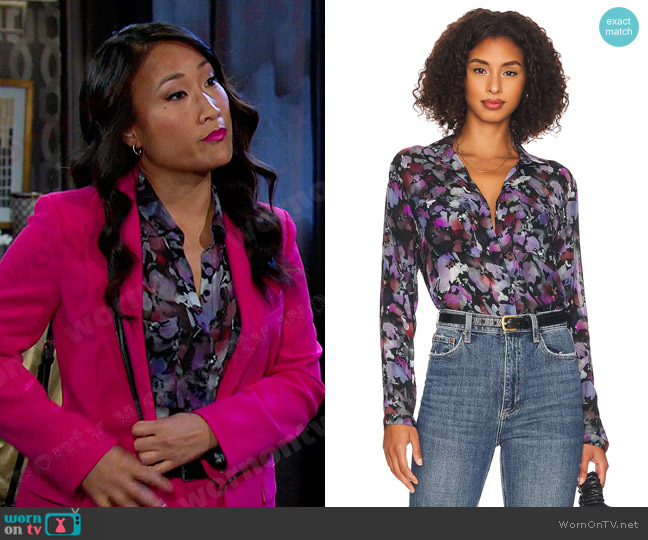 WornOnTV: Melinda’s purple floral button down shirt on Days of our ...