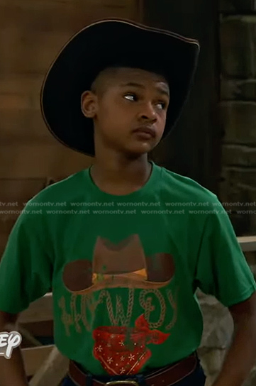 Bill’s green cowboy hat print tee on Bunkd