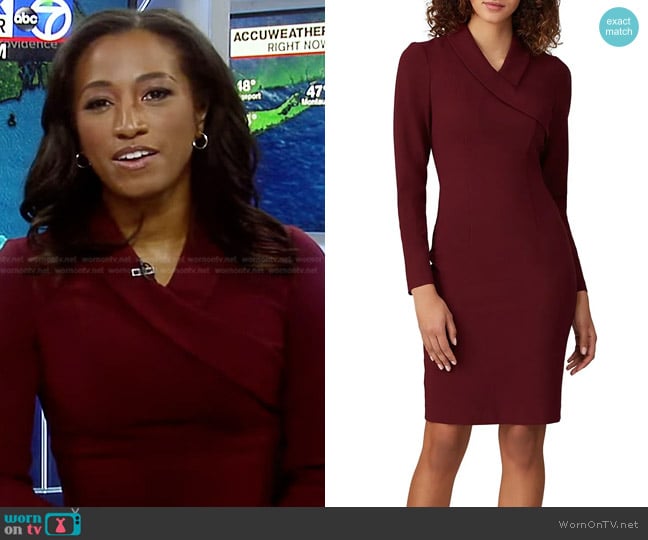 WornOnTV: Brittany Bell’s burgundy v-neck dress on Good Morning America ...