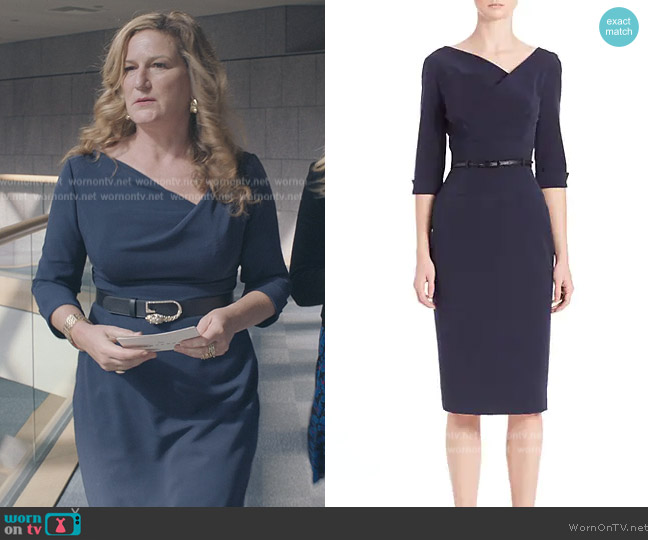 Black Halo Jackie O Three-Quarter Sleeve Dress worn by Katherine Hastings (Ana Gasteyer) on American Auto