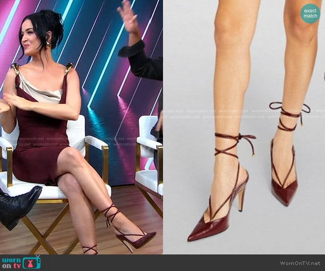 Bottega Veneta Leather Spritz Pumps 100 worn by Katy Perry on Good Morning America