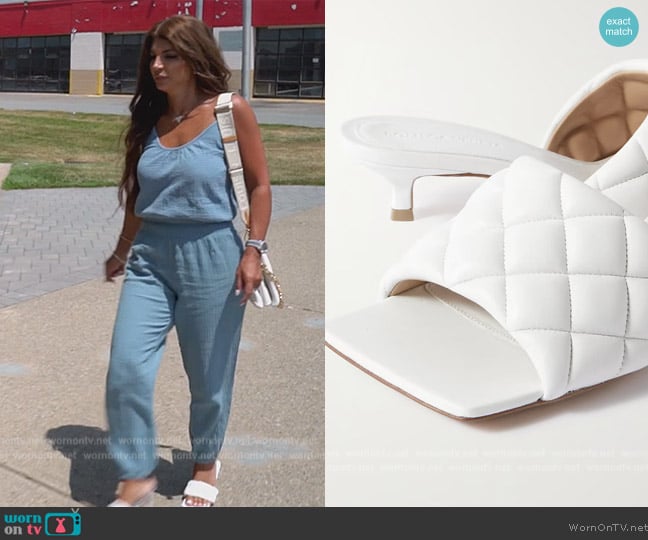 Padded Quilted leather Mules by Bottega Veneta worn by Teresa Giudice on The Real Housewives of New Jersey