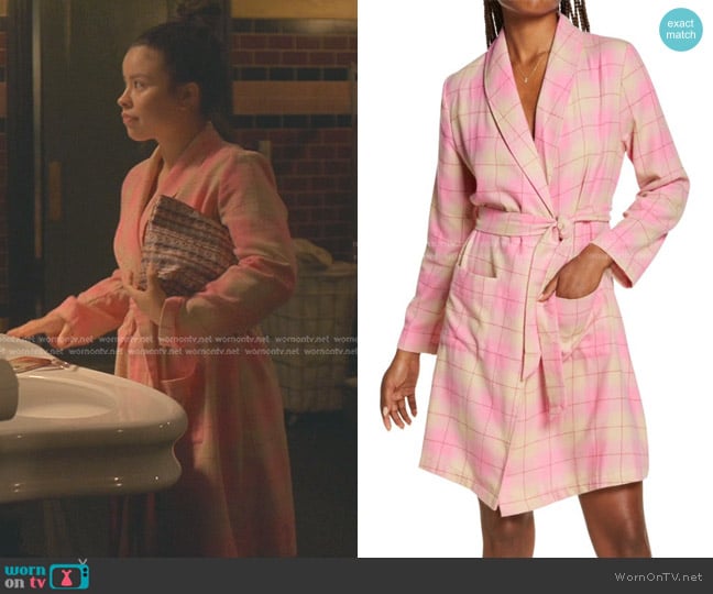 BP. Plaid Flannel Robe In Pink Chateau Keith Buffalo worn by Mariana Foster (Cierra Ramirez) on Good Trouble