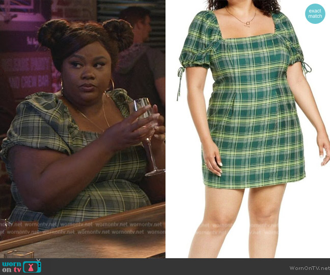 BP Plaid Short Sleeve Mini Dress worn by Nicky (Nicole Byer) on Grand Crew