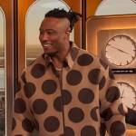 Brandon Marshall’s brown polka dot jacket on The Drew Barrymore Show