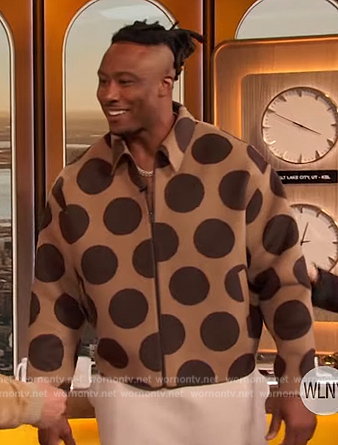 Brandon Marshall’s brown polka dot jacket on The Drew Barrymore Show